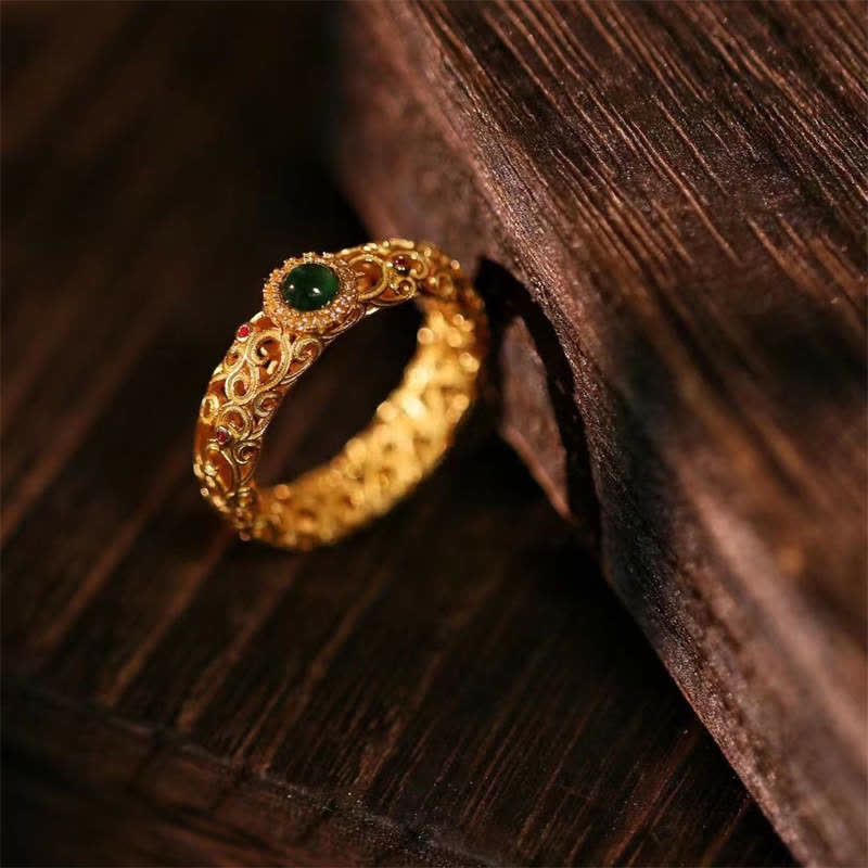 Buddha Stones Argent Sterling 925 Jade Cyan Bague Succès Chance - image 3