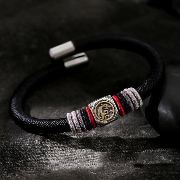 Bracelet en argent sterling 925 Buddha Stones et nœud parfait King Kong