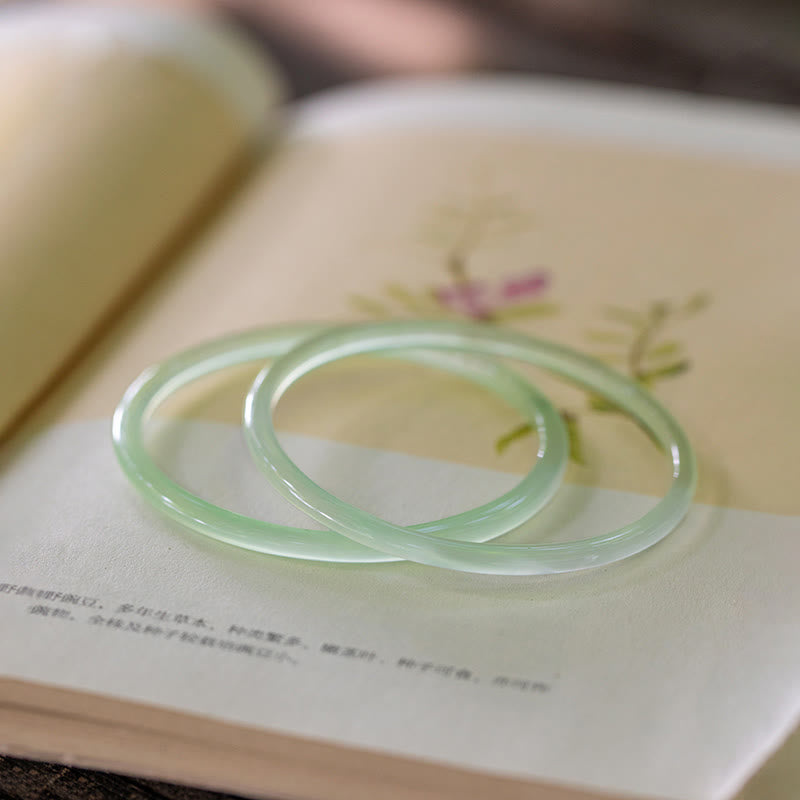 Bracelet manchette force courage en calcédoine verte naturelle Buddha Stones - image 0