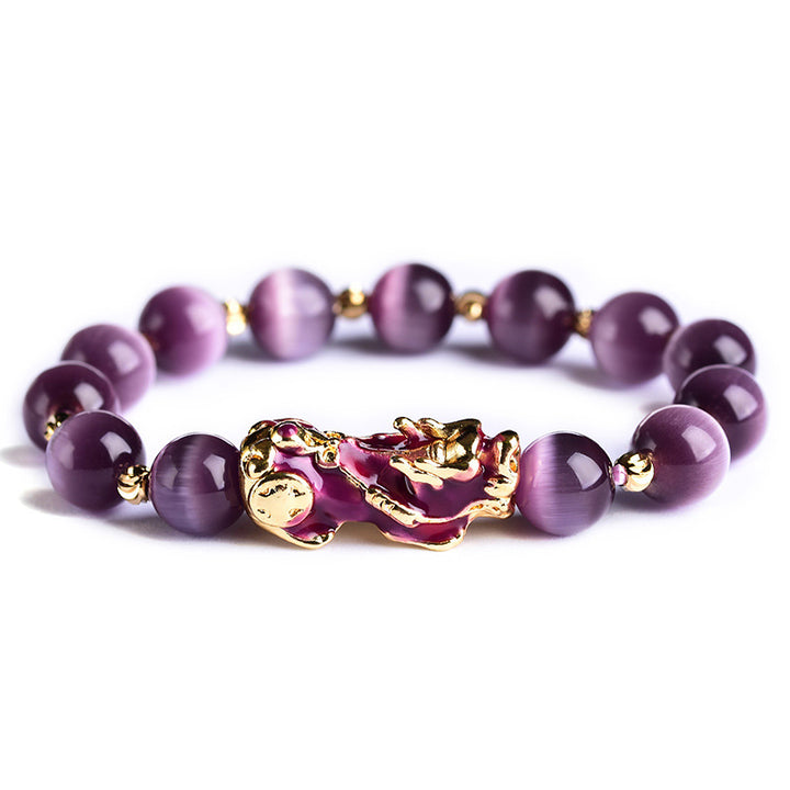 Bracelet de richesse œil de chat Pixiu en Buddha Stones