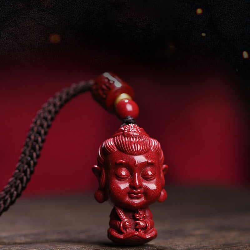 Buddha Stones Zodiaque chinois Bouddha natal Amulette en cinabre naturel Collier pendentif éloignant les mauvais esprits