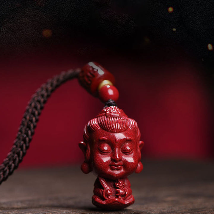 Buddha Stones Zodiaque chinois Bouddha natal Amulette en cinabre naturel Collier pendentif éloignant les mauvais esprits