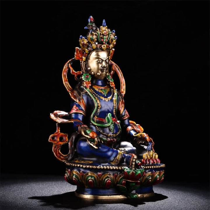 Figurine Bodhisattva Jambhala jaune Statue de sérénité en cuivre Décoration de la maison