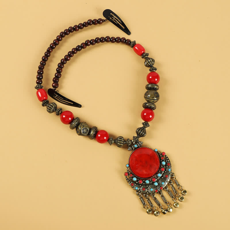 Accessoires pour cheveux avec pompons en perles rétro tibétaines - image 3