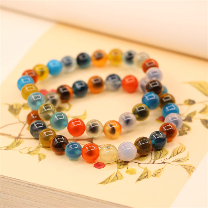 Bracelet de perles de guérison en agate bonbon colorée