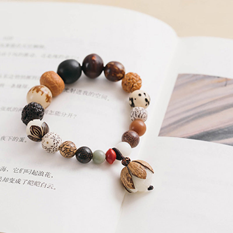 Bracelet Mala en Buddha Stones, graines de Bodhi, lotus, sagesse, paix