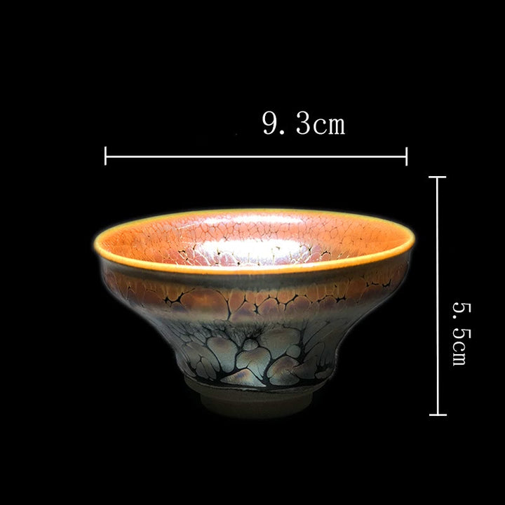 Tasse à thé en céramique chinoise Jianzhan avec motif de taches dorées et Buddha Stones , tasse à thé Kung Fu avec boîte cadeau
