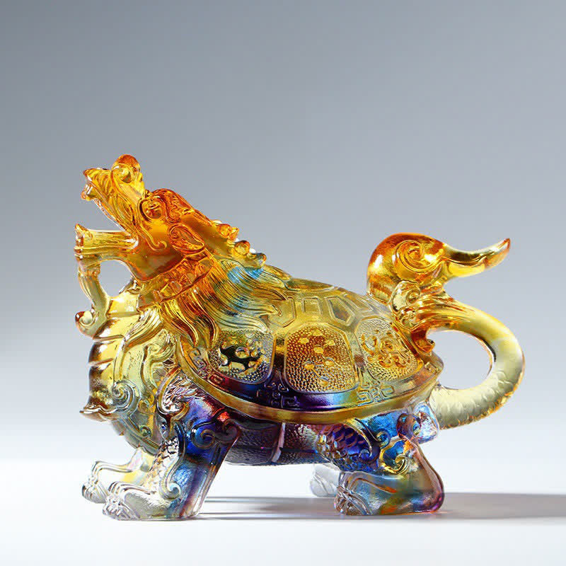 Tortue dragon Feng Shui, pièce d'art en cristal Liuli faite à la main, décoration pour la maison et le bureau - image 0
