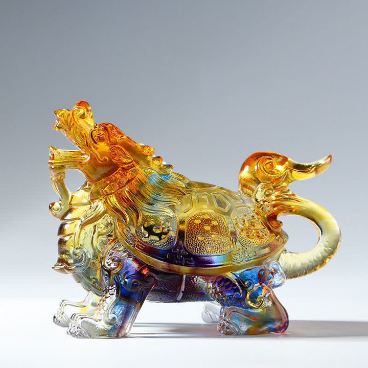 Tortue dragon Feng Shui, pièce d'art en cristal Liuli faite à la main, décoration pour la maison et le bureau