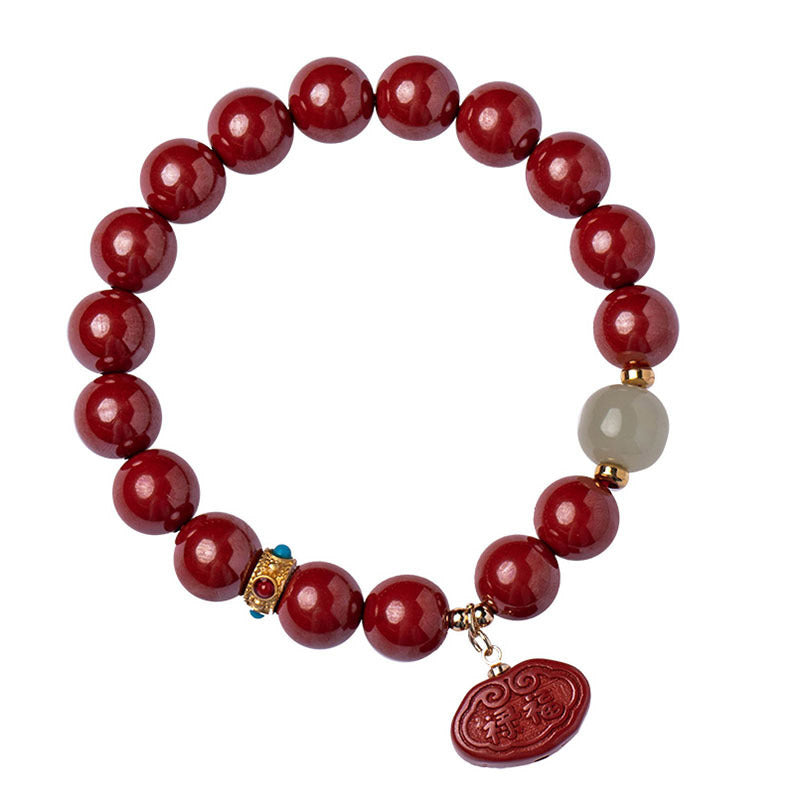Bracelet de protection et de guérison en jade cinabre et Buddha Stones