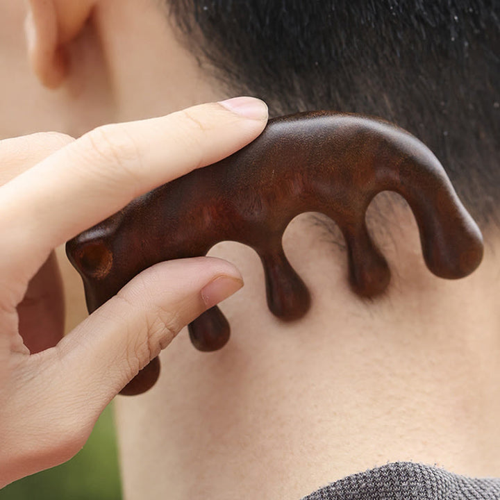 Peigne de massage simple et apaisant en bois de santal vert - image 8