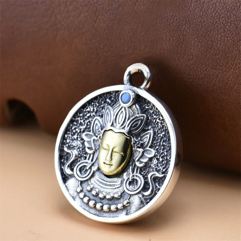 Collier pendentif de protection double Dorje Vajra en argent sterling 925 Buddha Stones - Pendentif seul (19*23 mm) - image 1