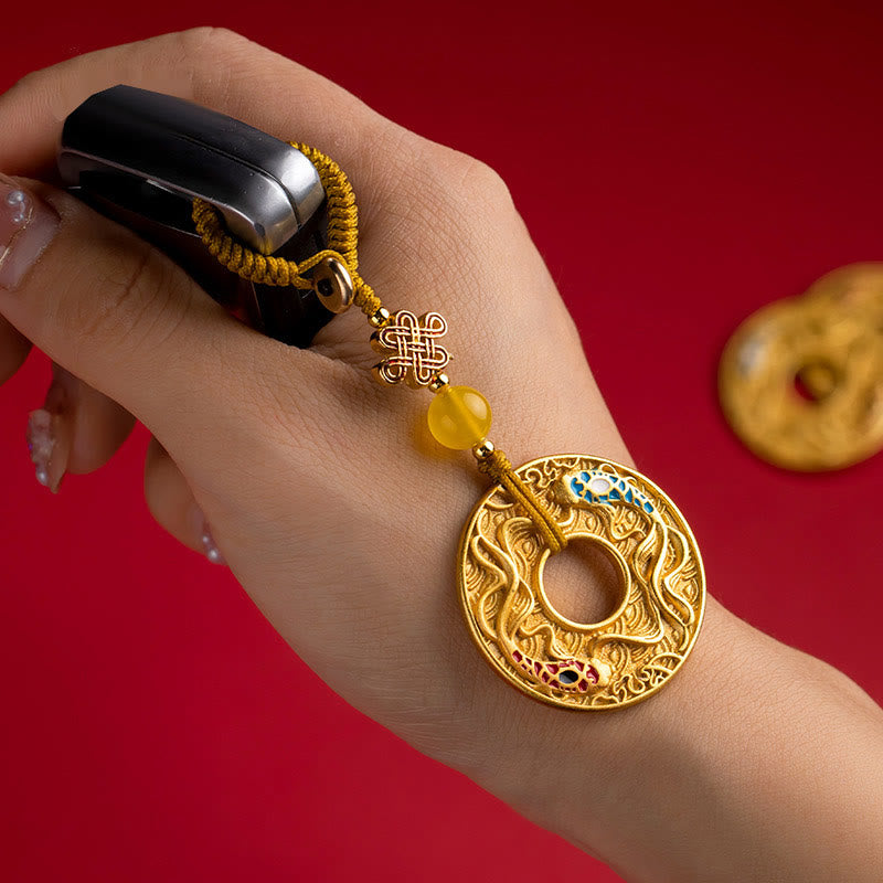 Porte-clés Buddha Stones Double Koi Fish Peace Buckle Wealth Luck
