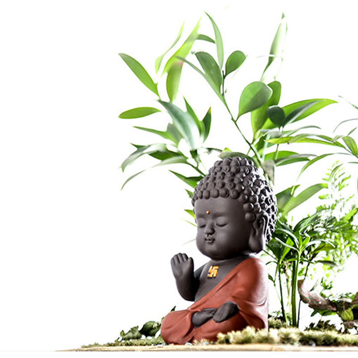 Buddha Stones Petit Bouddha Sérénité Argile violette Décoration de bureau à domicile