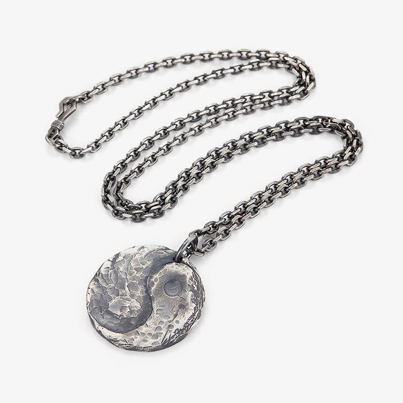 Collier pendentif en argent sterling 990 avec Buddha Stones et texture marteau Yin Yang - image 9