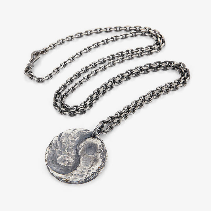 Collier pendentif en argent sterling 990 avec Buddha Stones et texture marteau Yin Yang - image 9