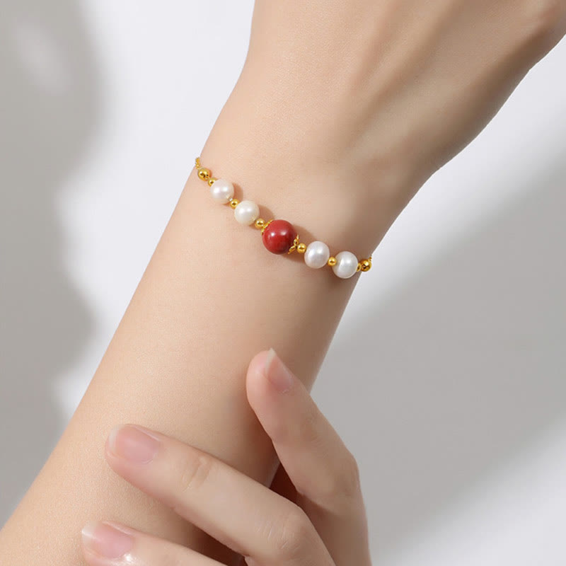 Bracelet chaîne de perles de guérison en argent sterling 925 et perles de cinabre Buddha Stones - image 6