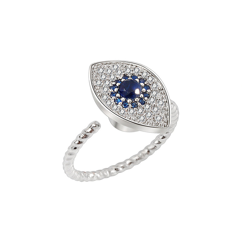 Bague rotative en argent sterling 925 avec protection contre le mauvais œil