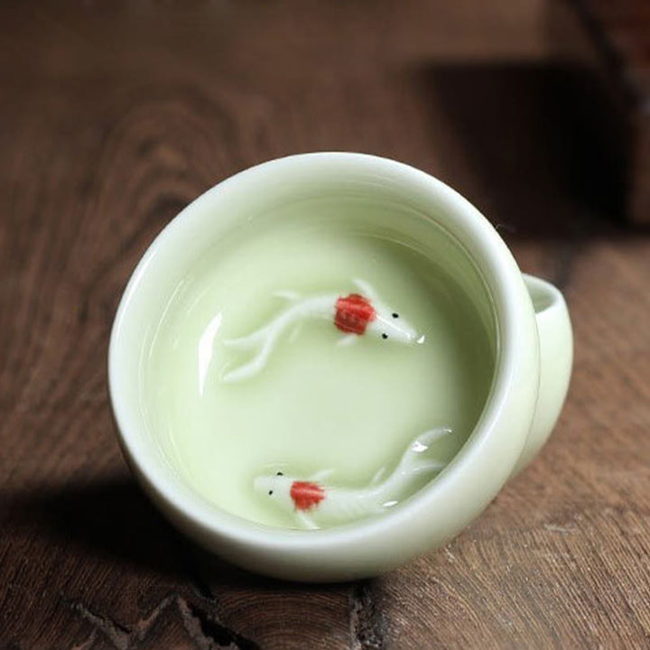 Buddha Stones Poisson Koi Coloré Tasse à Thé en Céramique Tasse à Thé Kung Fu Bol
