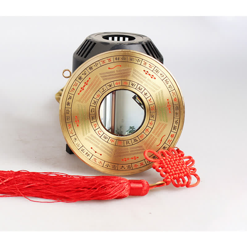 Carte Feng Shui Bagua Pièce de cuivre Nœud chinois Carte énergétique d'équilibre - 12 cm - Carte Bagua des Quatre Saisons - Miroir convexe - image 3