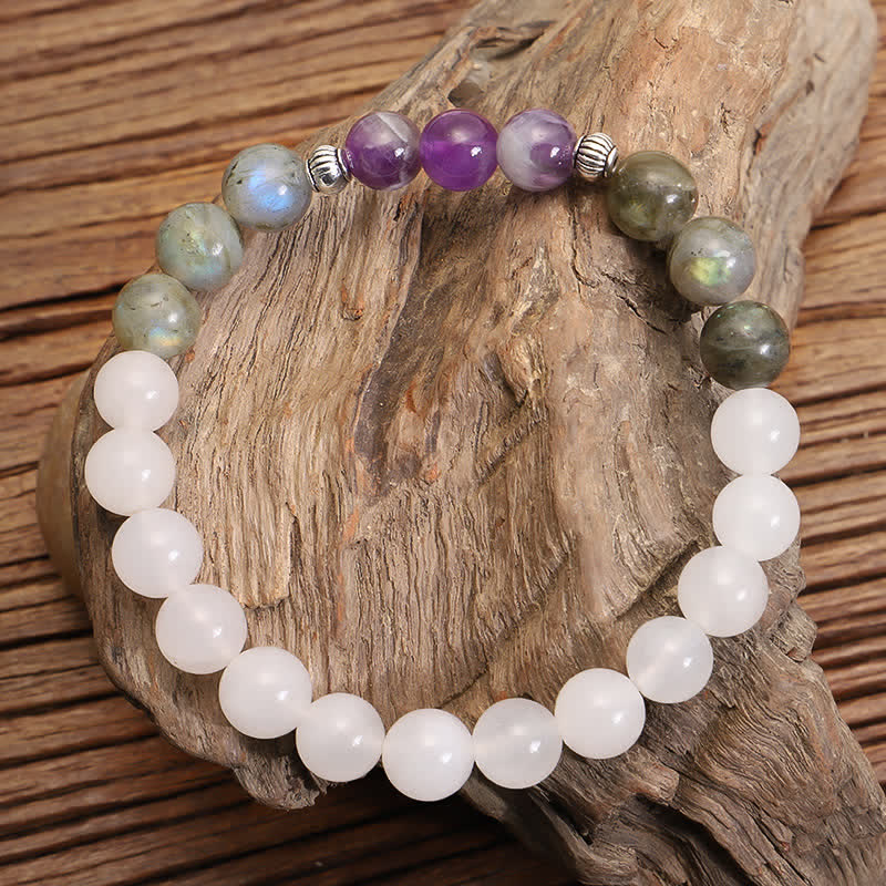 Bracelet de protection en pierre noire pailletée avec 108 Buddha Stones