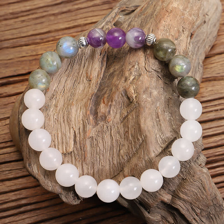 Bracelet de protection en pierre noire pailletée avec 108 Buddha Stones